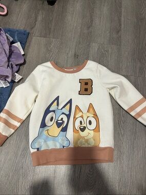 Bluey Kids' Cream Sweatshirt with Blue and Tan Characters